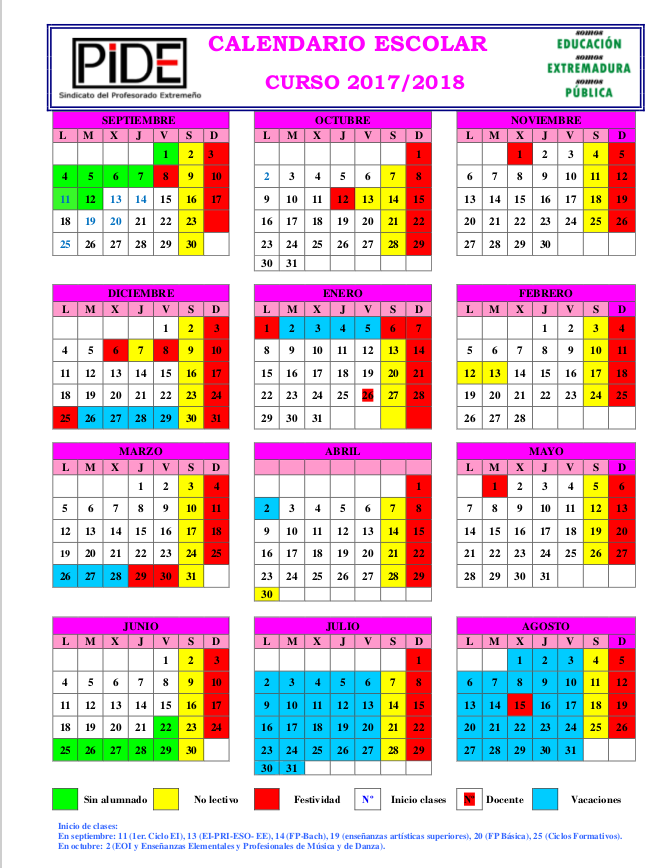 calendario escolar